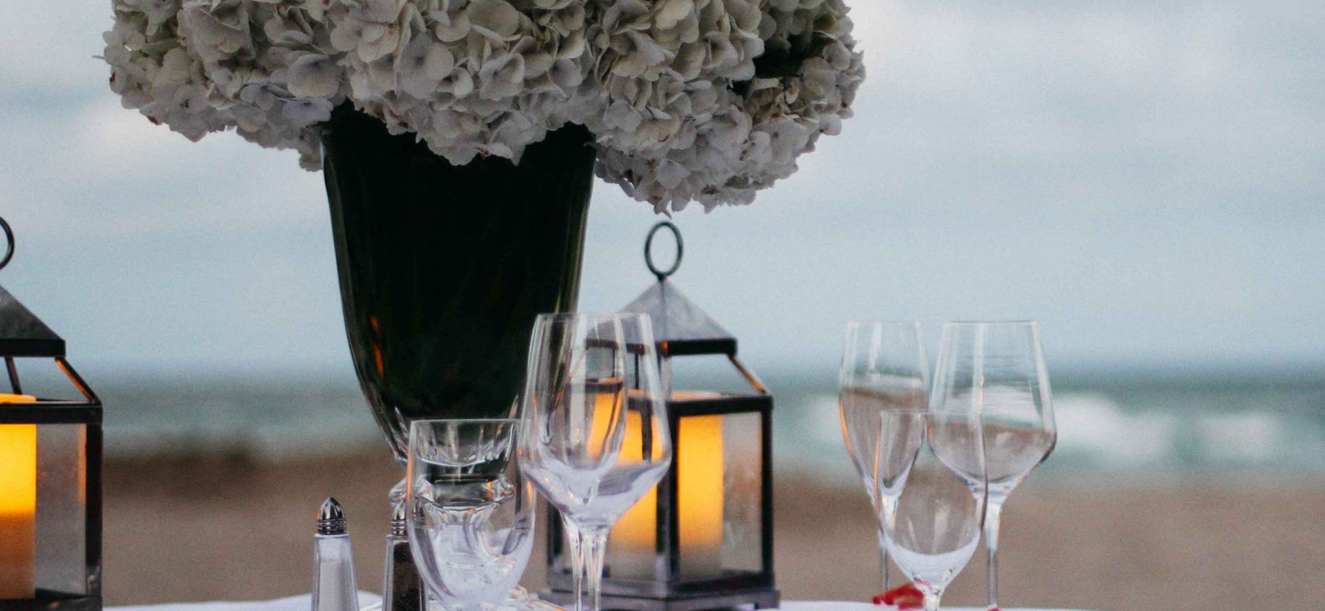 Intimate beachfront dinner at Acqualina Resort & Residences in Miami, Florida