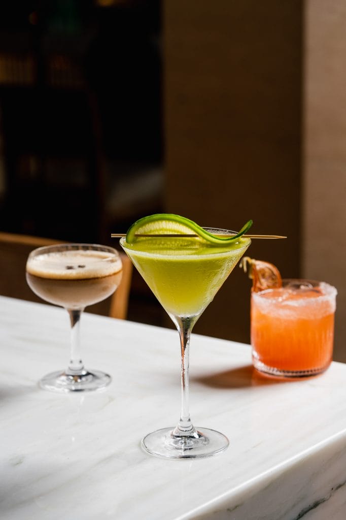 Three colorful Avra Miami Cocktails