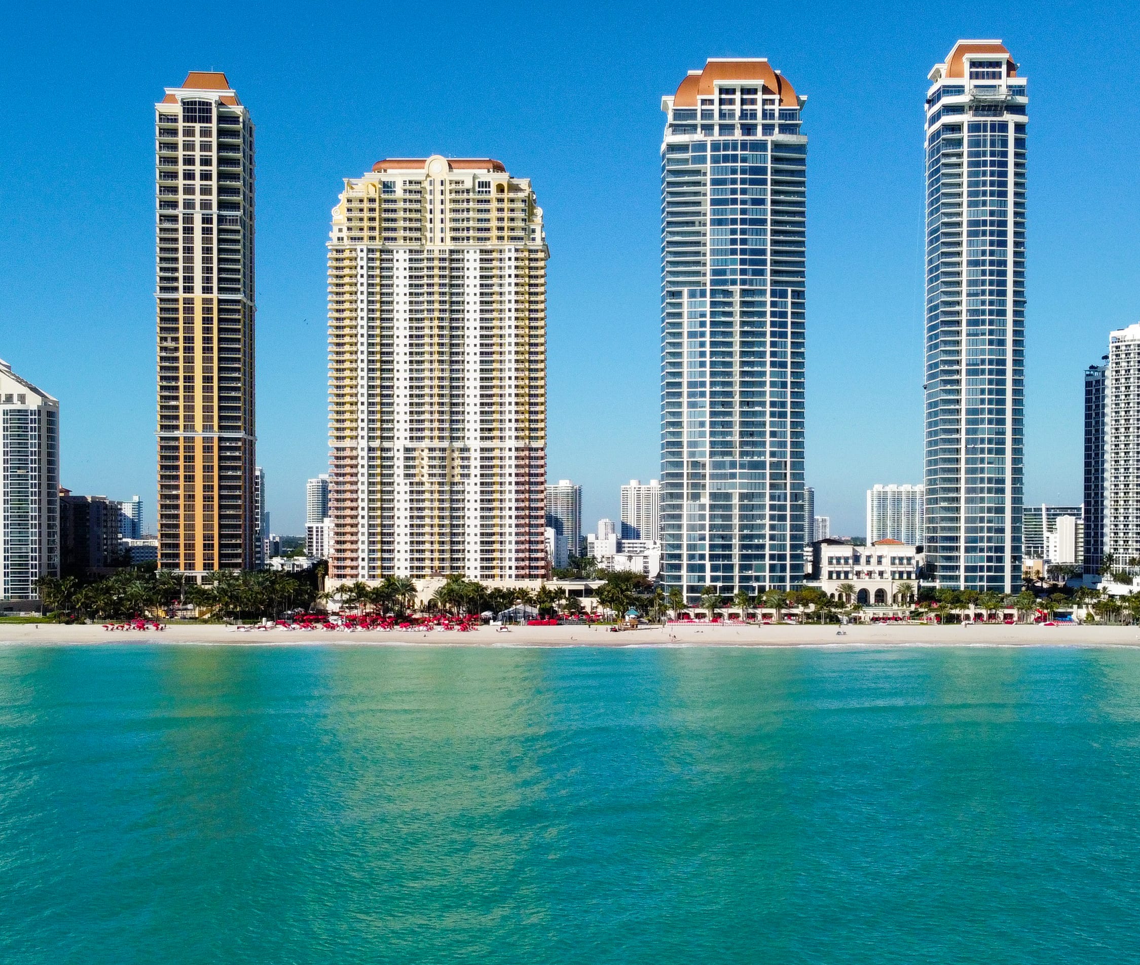 Drone image of the four buildings