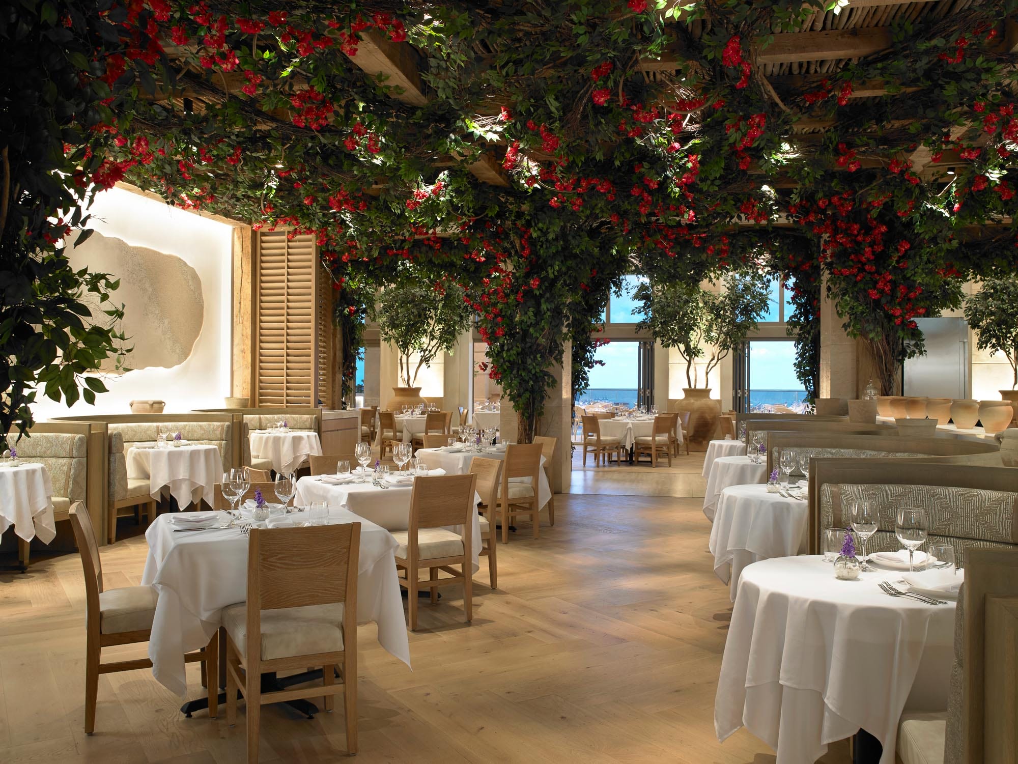 Interior dining room of Avra Miami restaurant