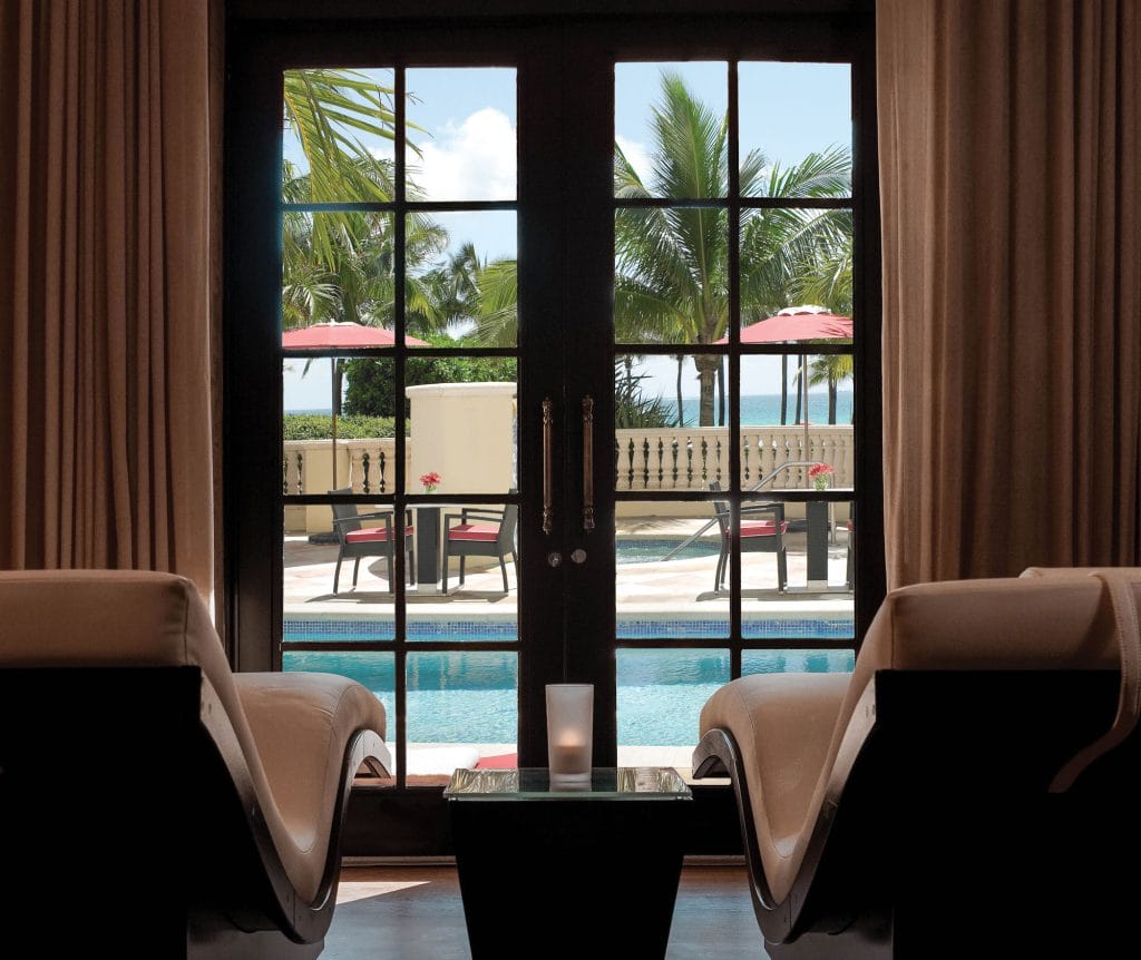 Acqualina Spa's Relaxation Lounge with Pool & Beach View