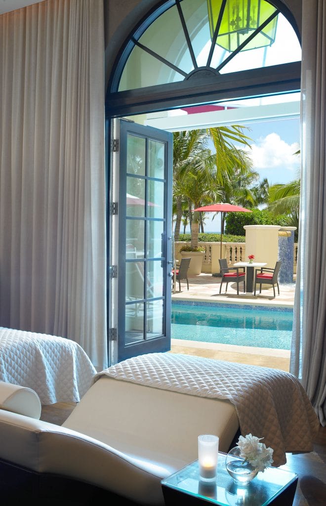 Acqualina Spa's Relaxation Lounge with Pool & Beach View